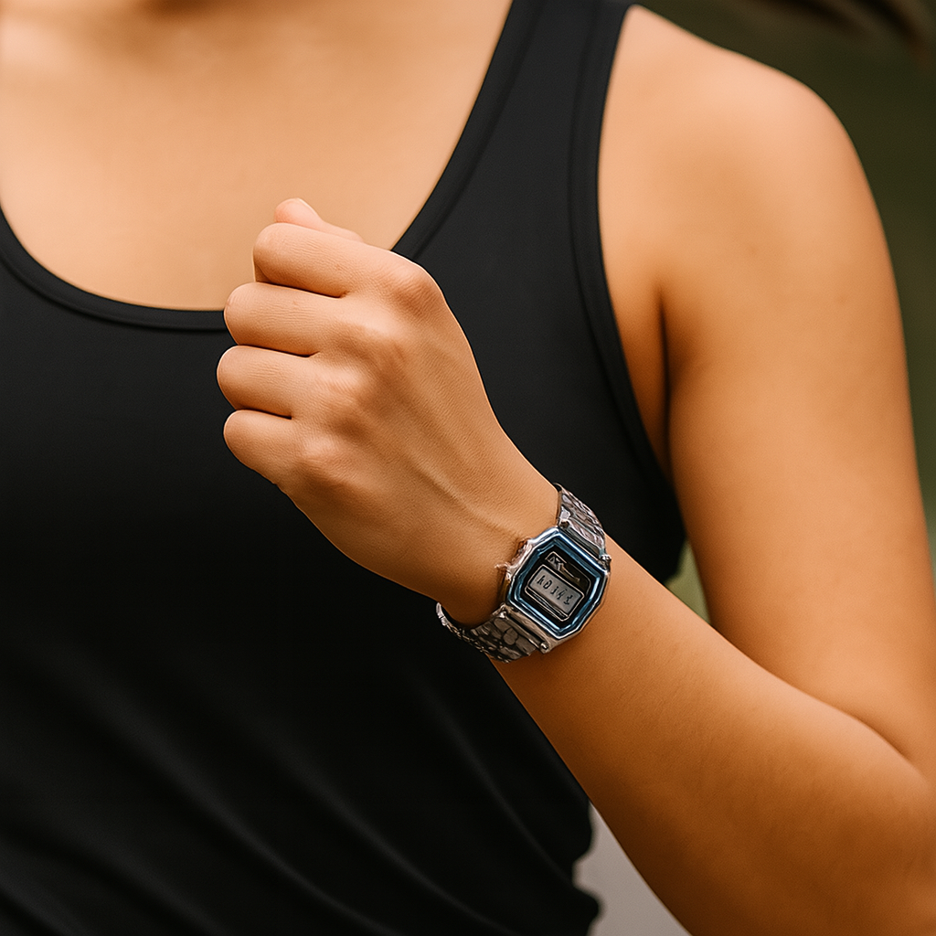 Retro Sport Digital Watch – Steel Classic