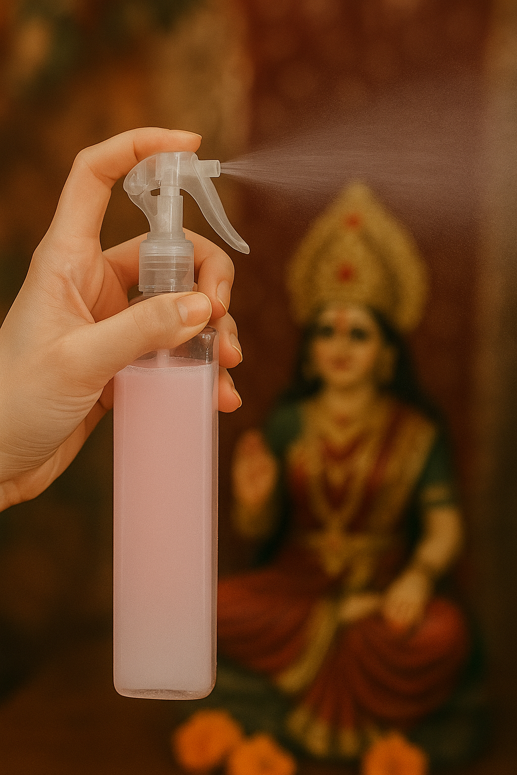 Daisy Tohfa Puja Air Freshener – Alcohol-Free, Long-Lasting Sacred Mist - Krishna ji - Ganesh ji - Navratri