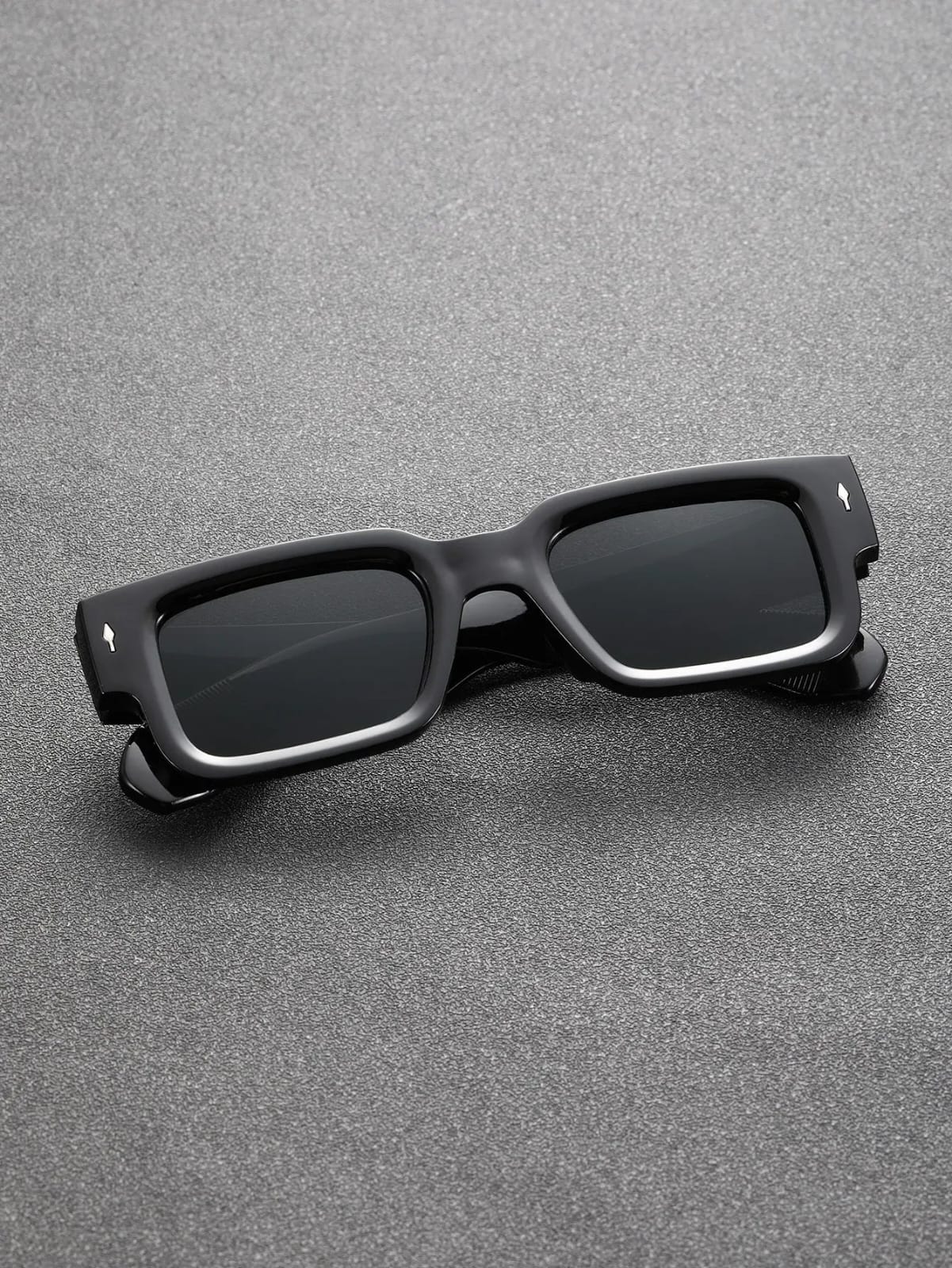 Sassy Retro Rectangle Black Sunglasses