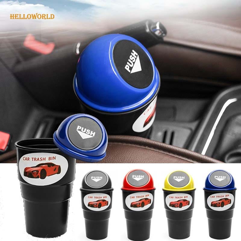 Mini Car Dustbin with Push Lid-Assorted Colors