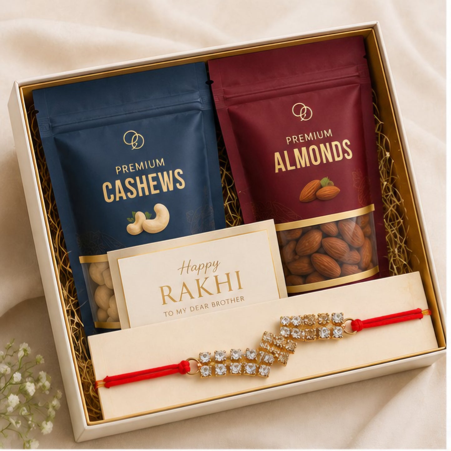 Rakhi & Premium Nuts Gift Combo