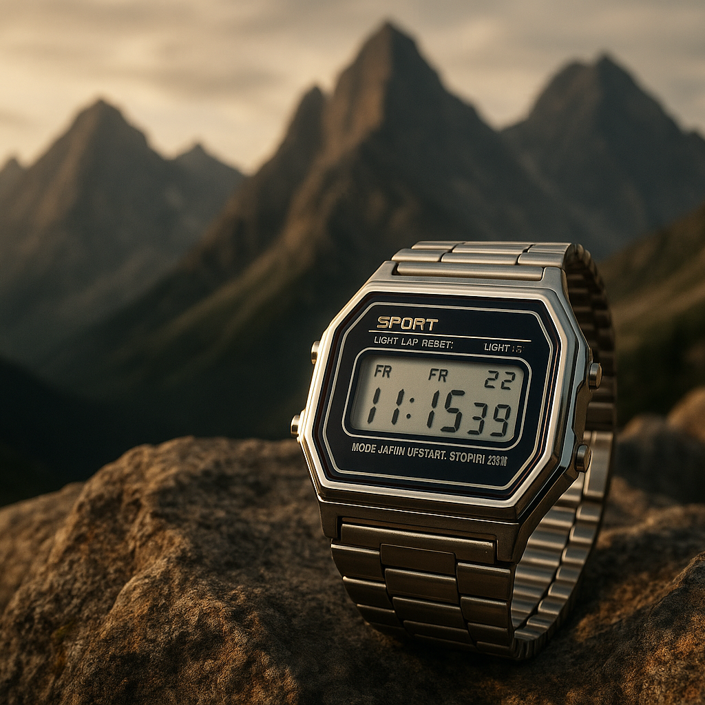 Retro Sport Digital Watch – Steel Classic
