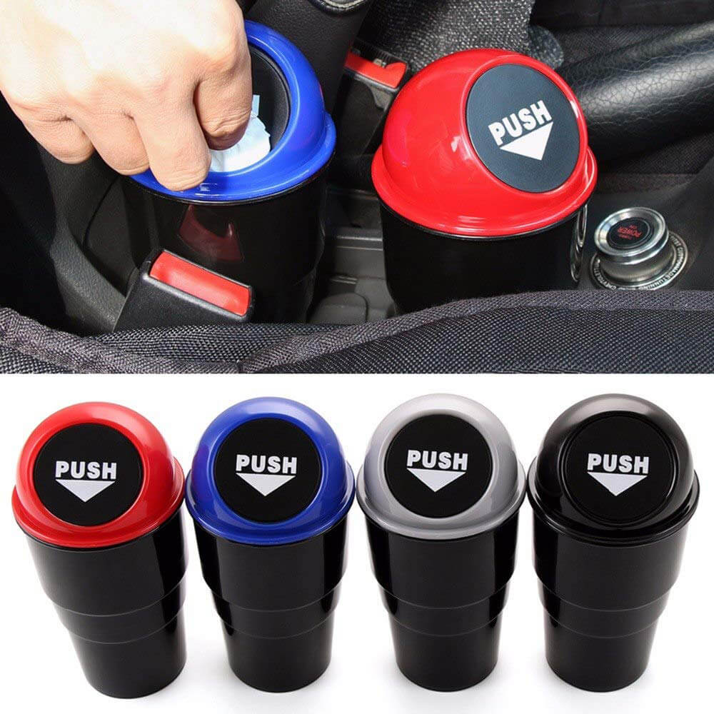 Mini Car Dustbin with Push Lid-Assorted Colors