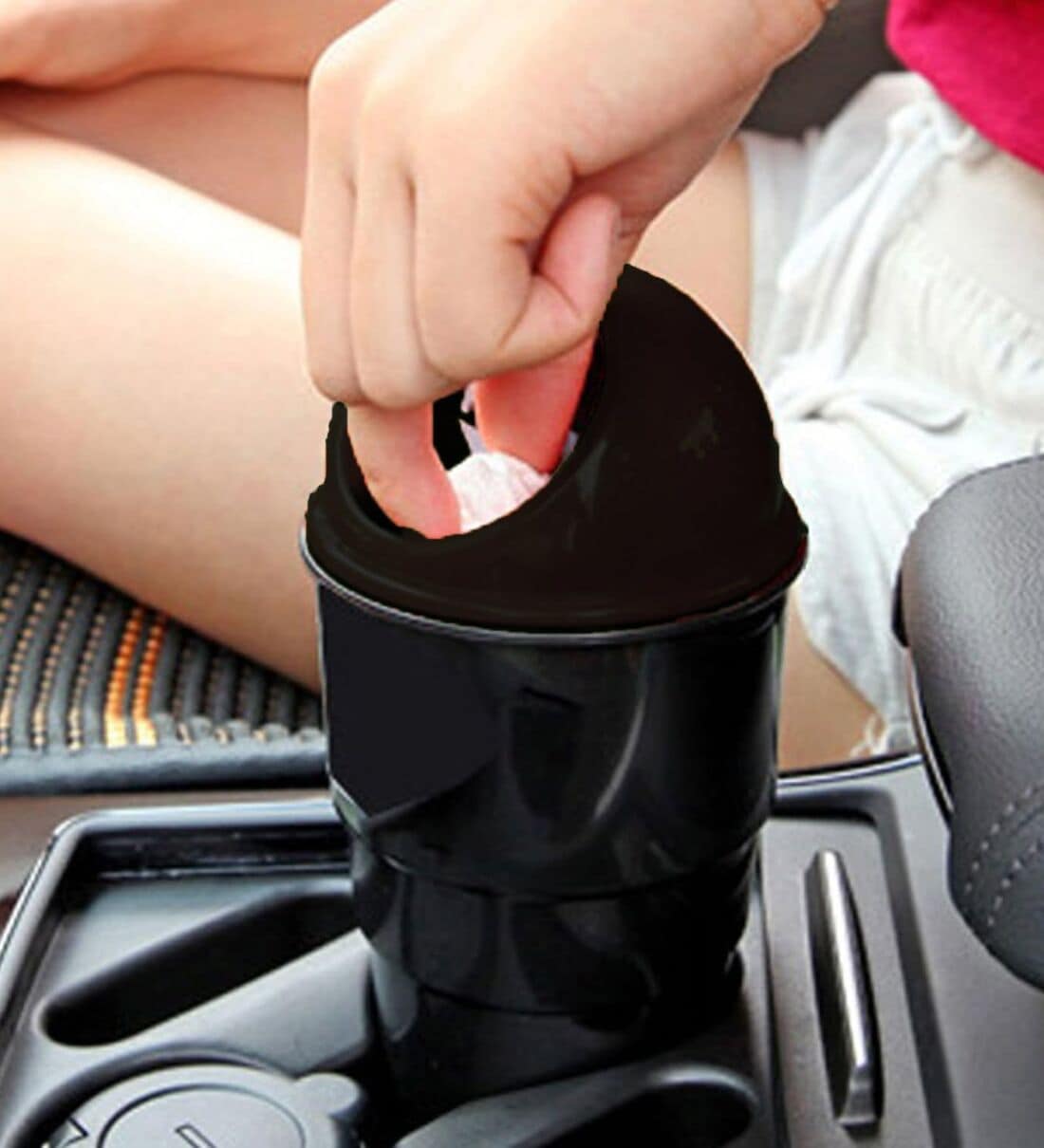 Mini Car Dustbin with Push Lid-Assorted Colors