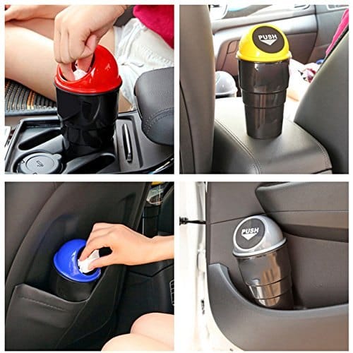 Mini Car Dustbin with Push Lid-Assorted Colors