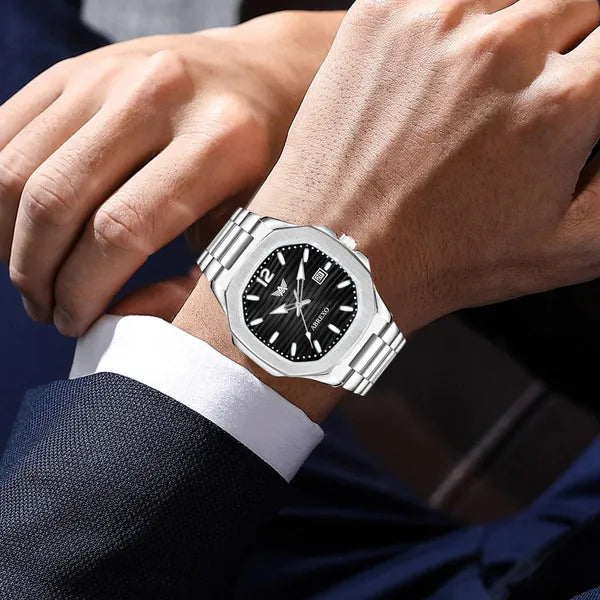 Stainless Steel Luxury Analog Watch – Black Dial