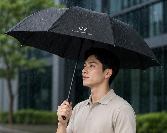 AllWeather UV Compact Umbrella – Lightweight Folding Travel Umbrella with UV Protection, Water-Repellent Canopy, Wind-Resistant Frame, and Portable Design for Everyday Use. Perfect for travel, commuting, and protection from sun and rain.