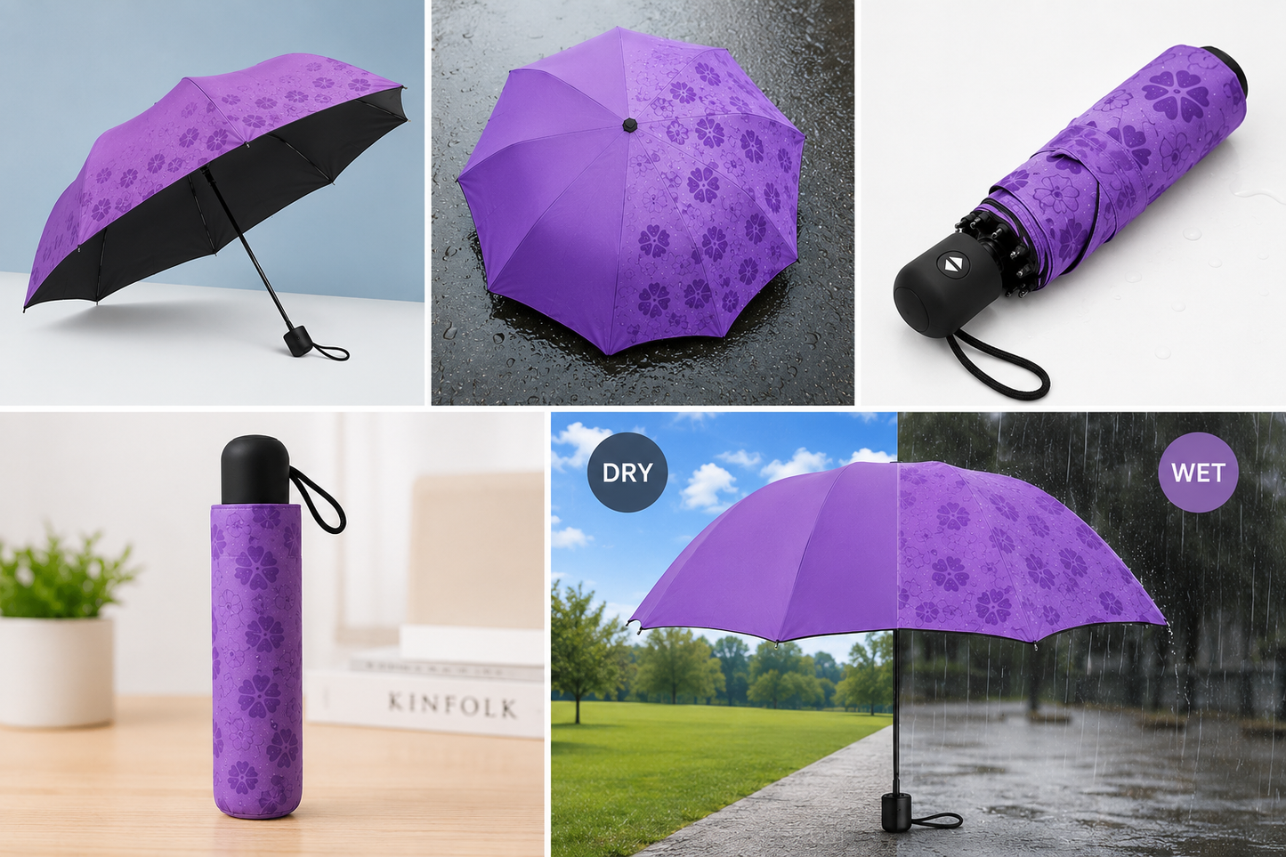RainBloom Magic Umbrella is a unique color-changing umbrella that reveals beautiful floral patterns when it rains. Lightweight, compact, and stylish, it's the perfect blend of weather protection and magical design.