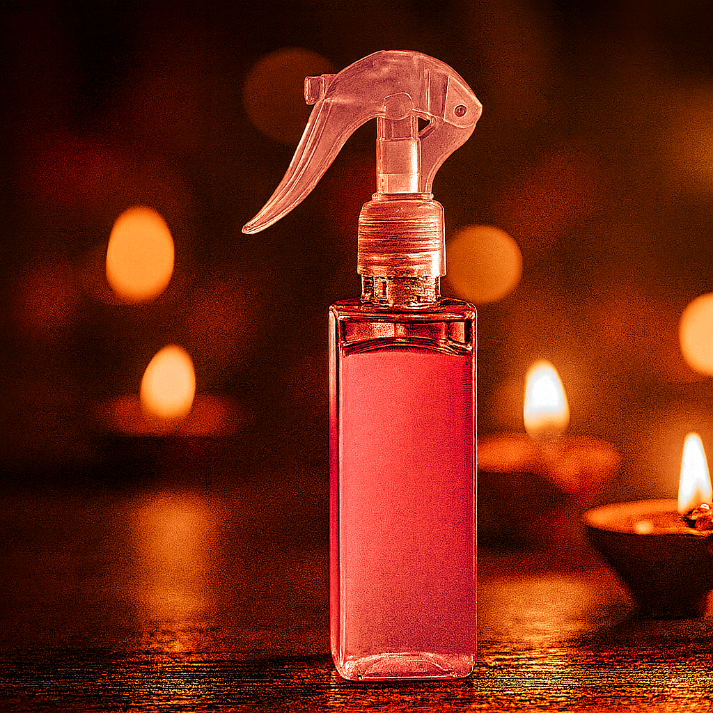 Roselle Puja Air Freshener – Alcohol-Free, Long-Lasting Sacred Mist - Krishna ji - Ganesh ji - Navratri