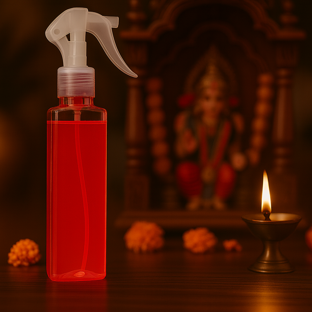 Roselle Puja Air Freshener – Alcohol-Free, Long-Lasting Sacred Mist - Krishna ji - Ganesh ji - Navratri
