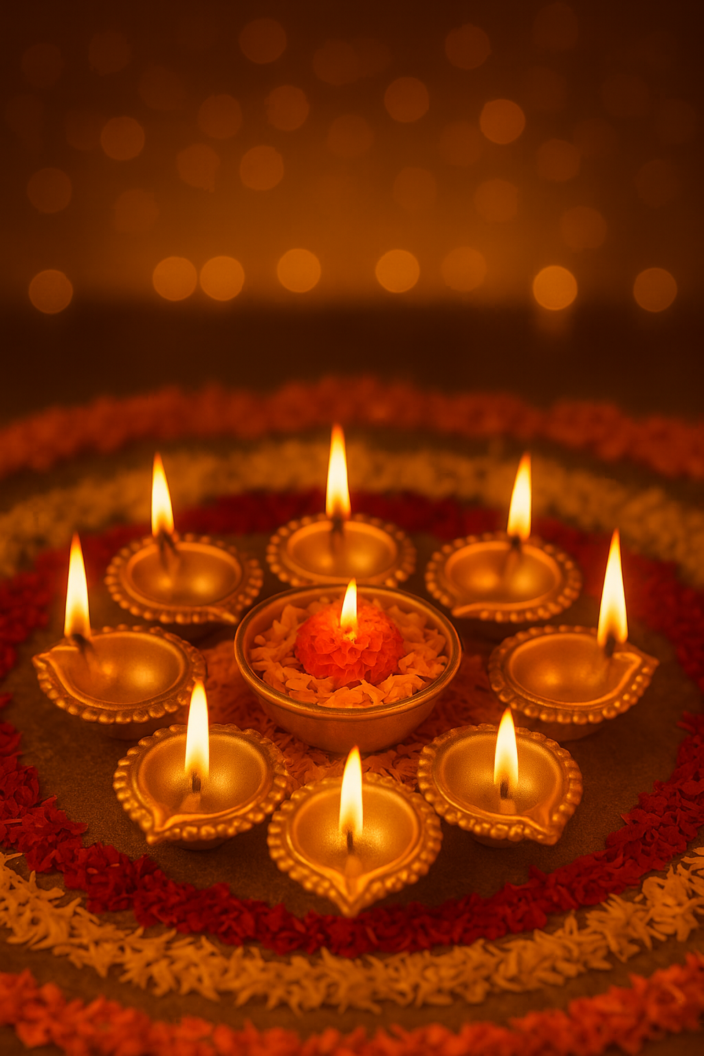 Golden Radiance Urli Diya Holder