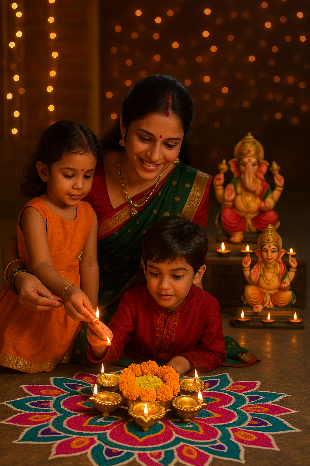 Golden Radiance Urli Diya Holder