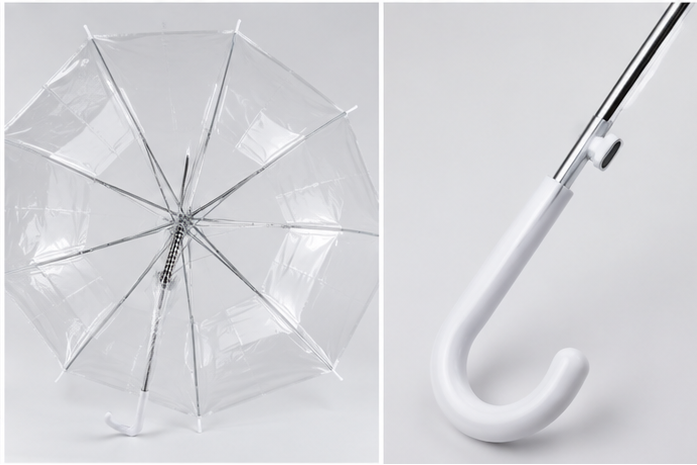 CrystalShield Transparent Umbrella features a clear dome canopy that provides reliable rain protection while maintaining full visibility. Lightweight, durable, and stylish, it's perfect for commuting, travel, weddings, and everyday use.