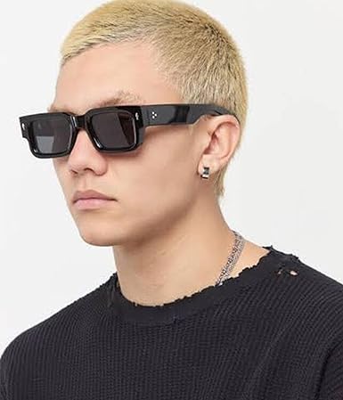 Sassy Retro Rectangle Black Sunglasses
