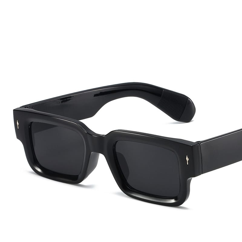 Sassy Retro Rectangle Black Sunglasses