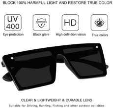 SassyEdge Retro Black Rectangle Sunglasses for Men & Women