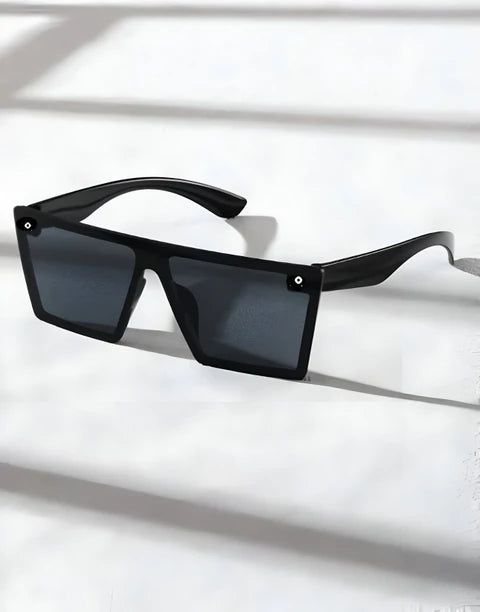 SassyEdge Retro Black Rectangle Sunglasses for Men & Women
