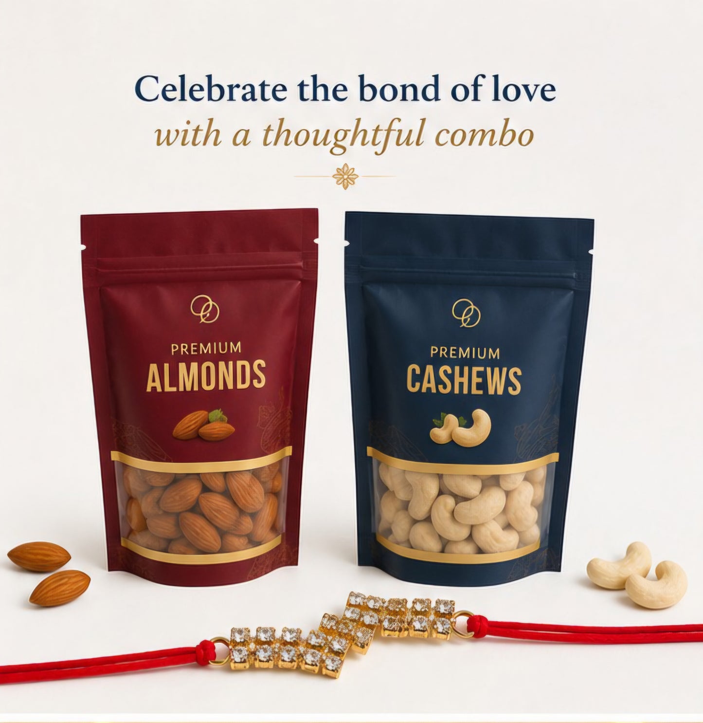 Rakhi & Premium Nuts Gift Combo