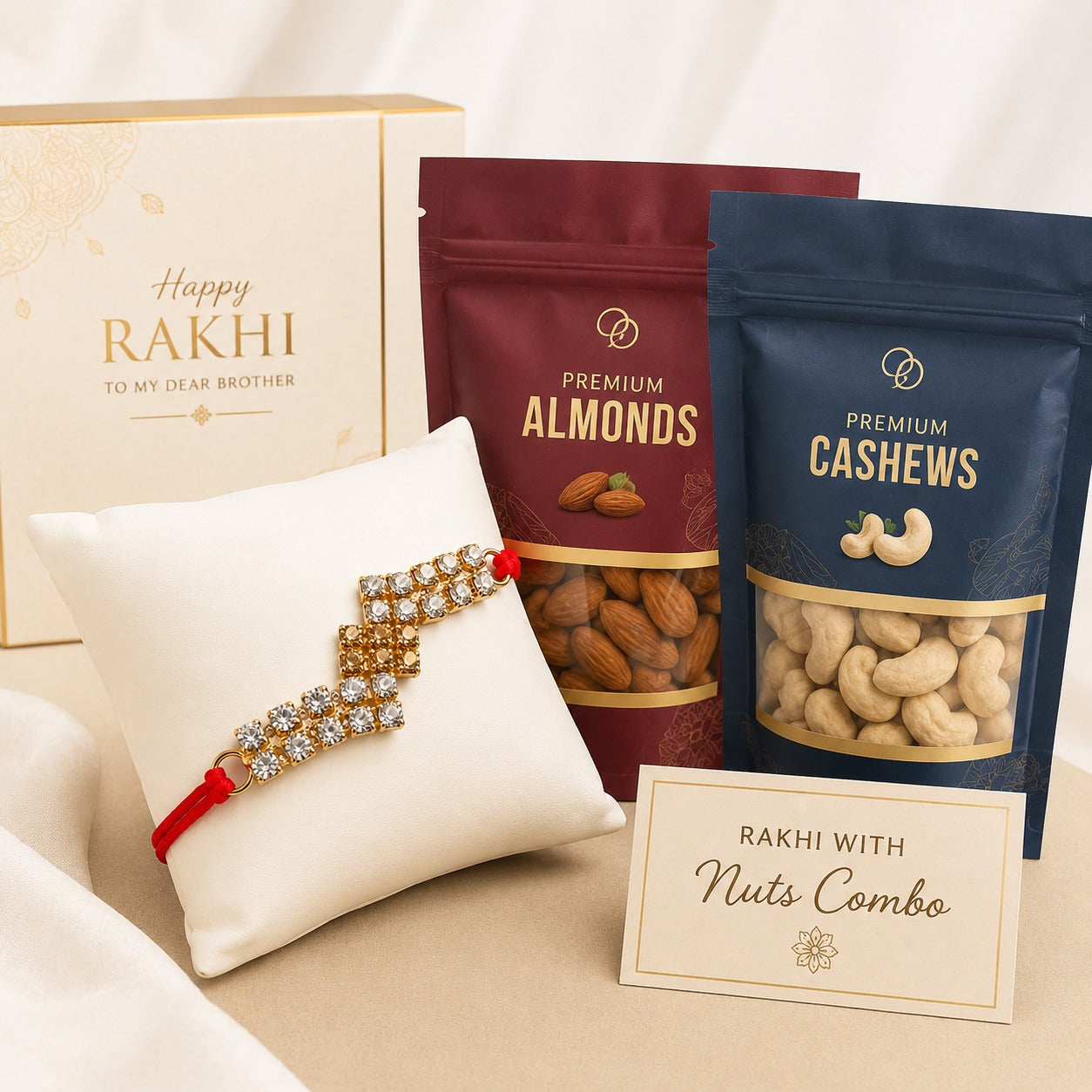 Rakhi & Premium Nuts Gift Combo