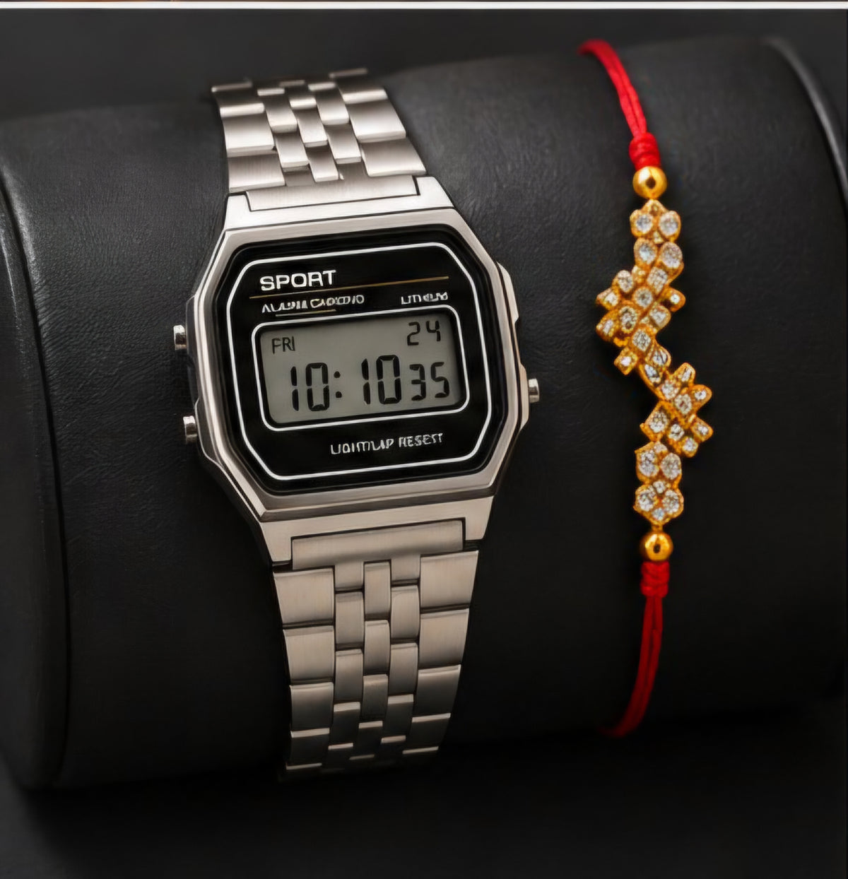 Rakhi Special Combo – Classic Digital Watch & Designer Rakhi