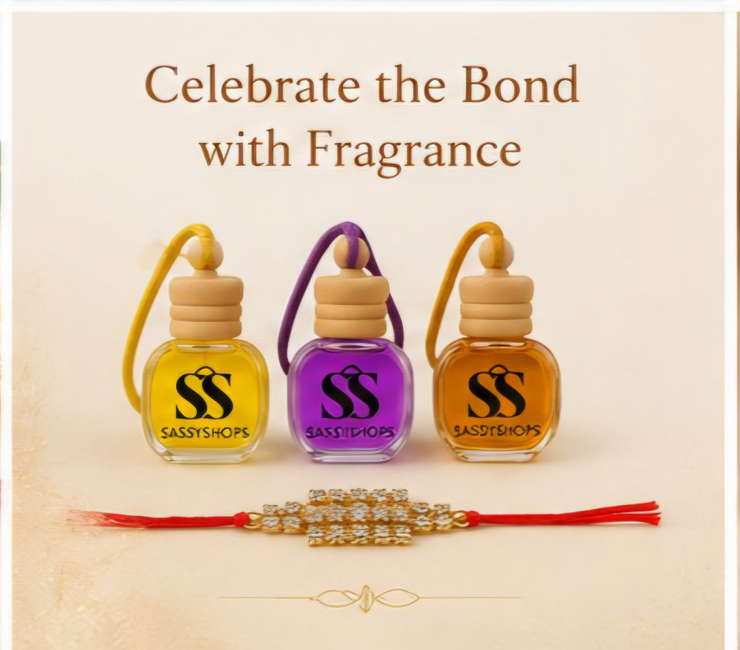 Rakhi Special Combo – 3 Premium Car Perfumes with Designer Rakhi