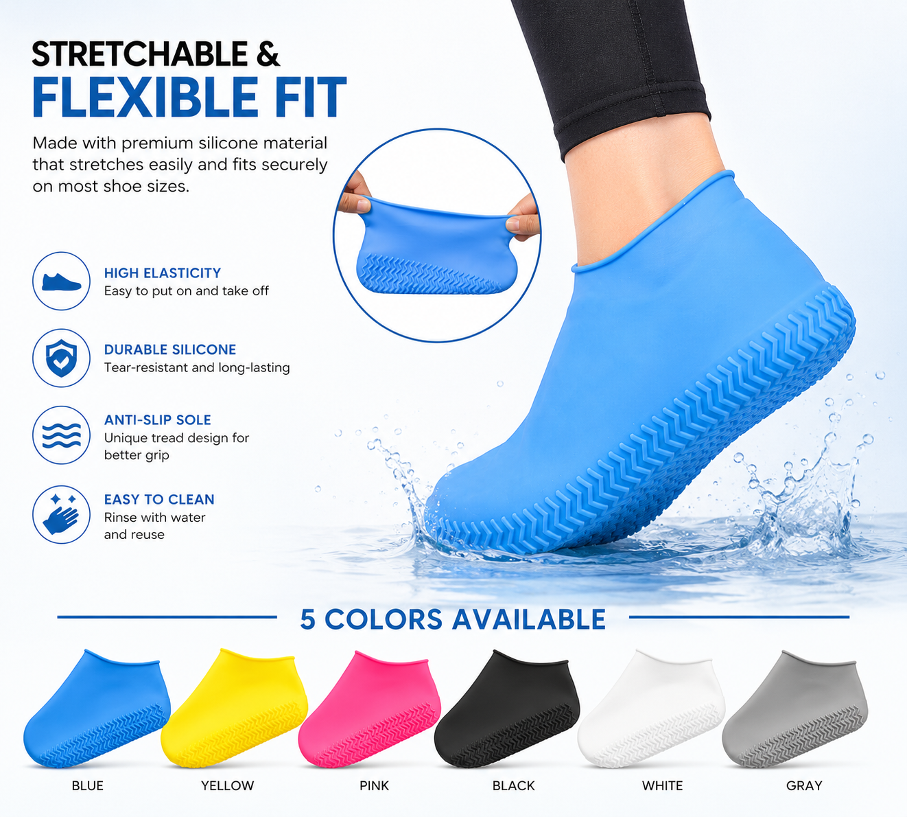 Silicone Waterproof Shoe Cover (Assorted Colours)